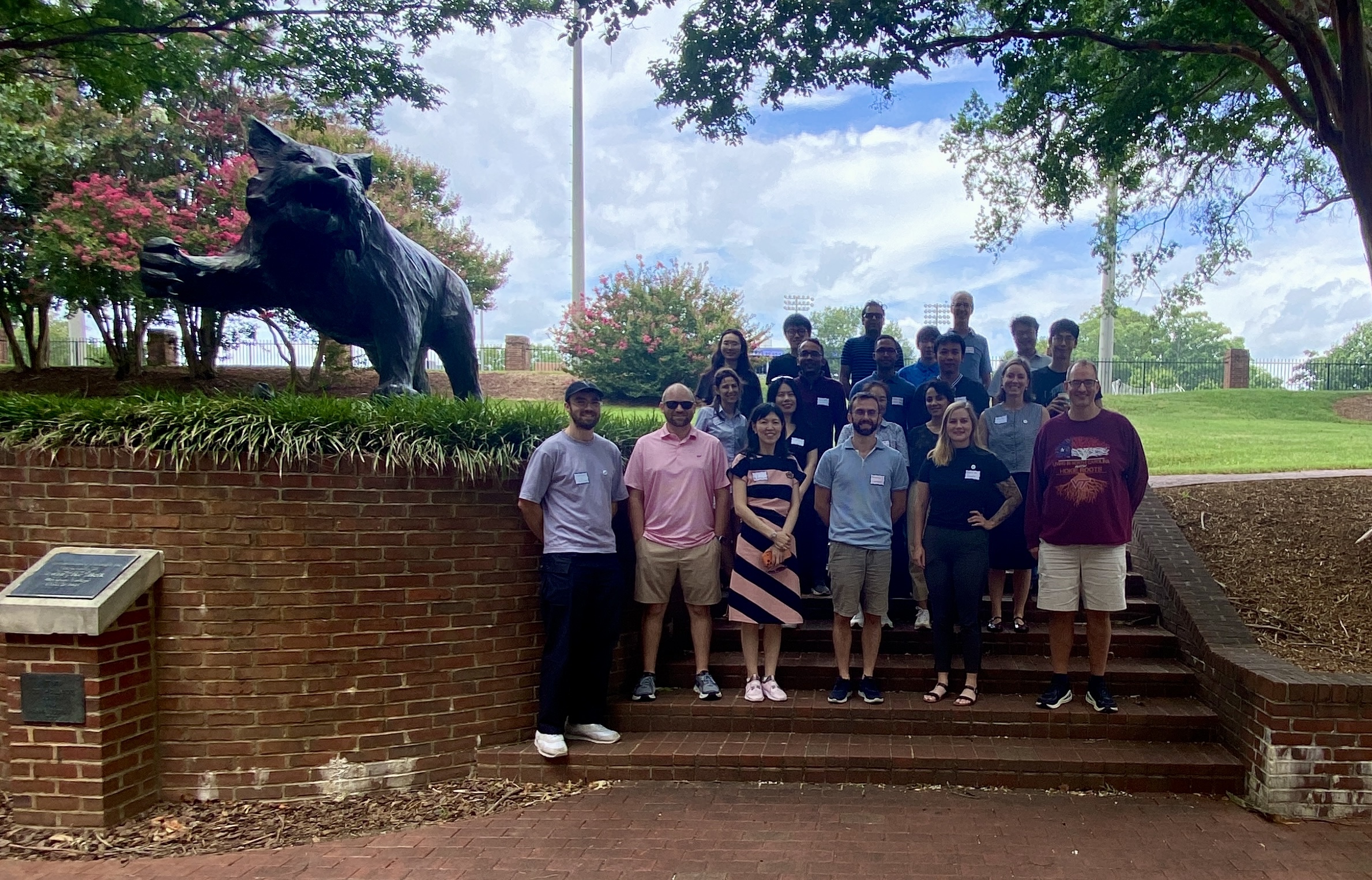 Tuesday's attendees for VIS-SEA 2026, standing outside near the famous Davidson wildcat statue